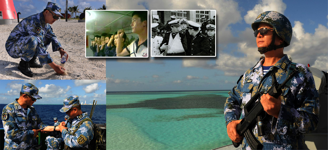 随海军慰问组重访自己曾用鲜血染红南沙赤瓜礁的这片海域,战斗英雄