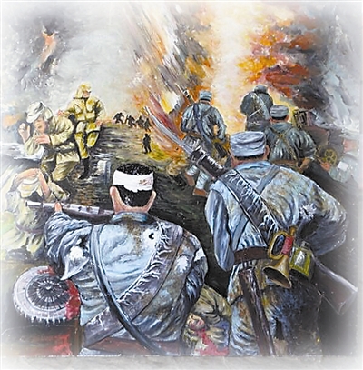 刘吉武创作的油画《抗战》