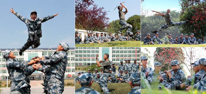 10月10日,空军导弹某旅来自武术之乡广东佛山的新兵李镇驹在向战友